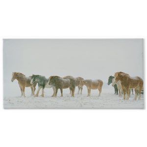 Open image in slideshow, Draft Horses in Snow, Stretched Canvas
